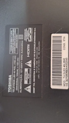 Tv toshiba 40" tela de vídeo queimada