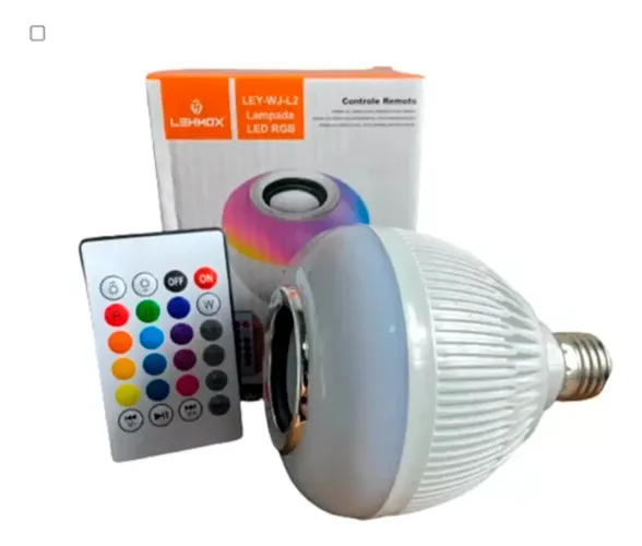 Lampada E Luz Rgb Colorida Com Som Bluetooth E Controle
