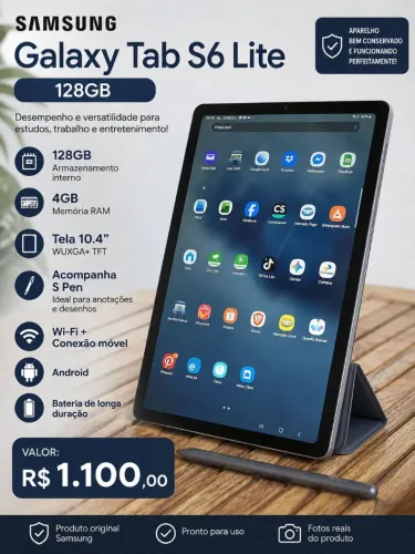 Oportunidade!!! Tablet S6 Lite samsung 128G