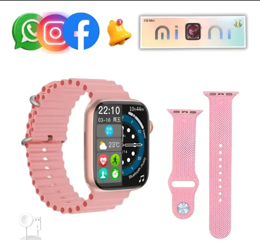 Smartwatch S10mini Rose gold 2 pulseiras