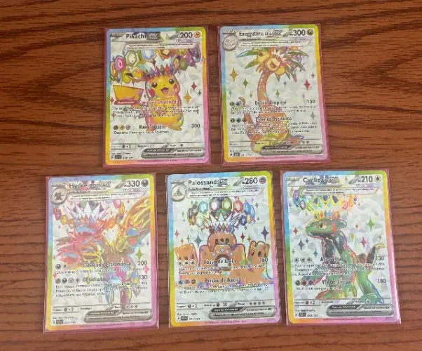 5 cartas - Pokemon - Fagulhas Impetuosas - Pikachu / Cyclizar / Palossand / etc
