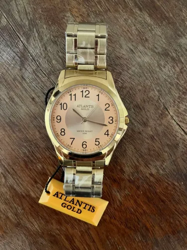 Relógio dourado e rosé Gold da marca Atlantis Gold. Original. Novo, com lacre.