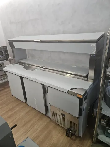 balcão refrigerado condimentador duplo inox