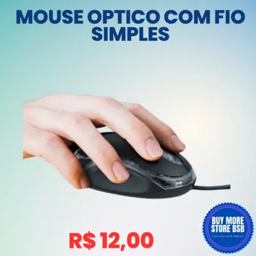Mouse Óptico USB Simples e Rápido Bastante Funcional