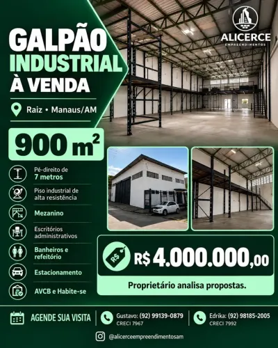 VENDO GALPÃO 900 M2 RAIZ