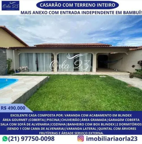 BAMBUÍ, ORLA 23 IMOBILIÁRIA VENDE! EXCELENTE CASARÃO COM TERRENO INTEIRO!