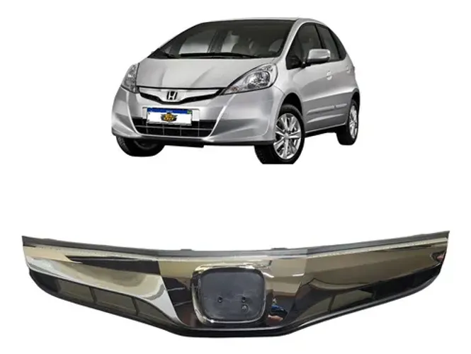 Grade Dianteira Honda Fit 2013 2014 Com Friso Cromado Preto Brilhante