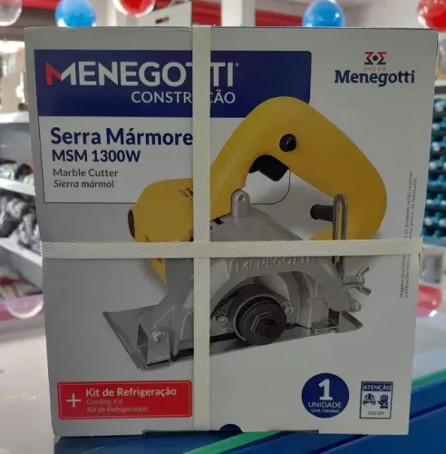 Serra Mármore Menegotti MSM 1300W, Corte até 24mm, Mármore, Granito, e Alvenaria