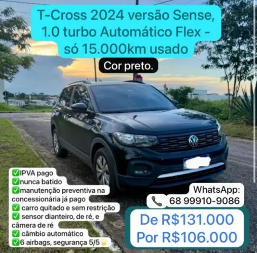 Volkswagen T-Cross Sense 1.0 TSI Flex 5P Aut. 2024