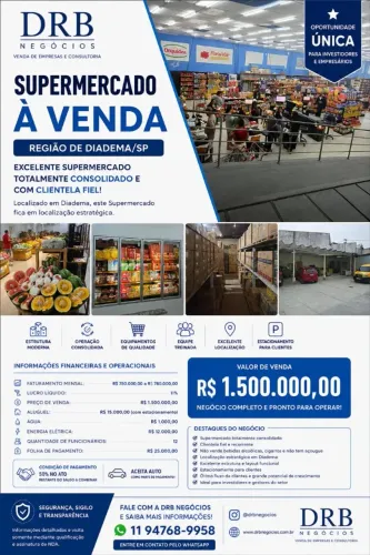Mercado  sem açoug, padaria,hort e bebidas   mov 800 mil ! 
