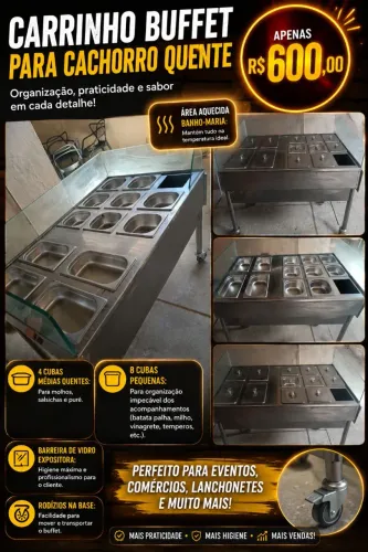 Carrinho Buffet para Cachorro Quente