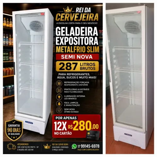 Geladeira expositora Metalfrio slim 287 litros 12xR$290,00 cartão watsap *