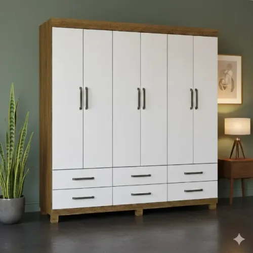 Guarda Roupa Casal 6 Portas e 3 Gavetas Ravel Demóbile