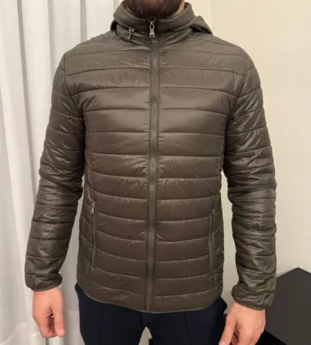 jaqueta calvin klein pena de ganso verde m