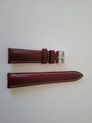 PULSEIRA DE RELÓGIO DE COURO MARROM AVERMELHADA 20mm