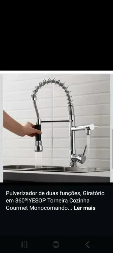 Torneira Gourmet Monocomando p Cozinha! Pulverizador de 2 funções, Giratório de 360°!