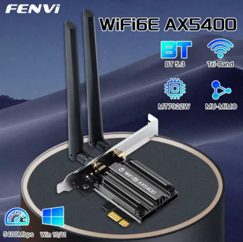[NOVO] Adaptador de Internet Sem Fio Fenvi AX5400, Wi-Fi 6E, Blutooth 5.3, 5374Mbps, PC