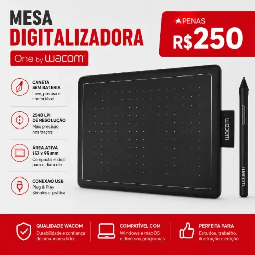 Mesa Digitalizadora Wacom One Pequena | Excelente Estado | R$250