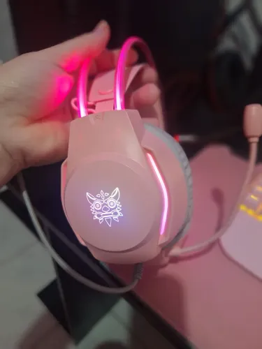 Headeset rosa gamer entrada p1 e p2 . Led USB.  