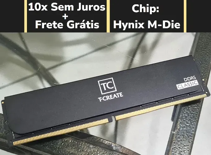 (10x S/J) 32GB RAM DDR5 Memória TeamGroup (1x 32 GB) 5600 Hynix M-Die: Ótima p/ Overclock