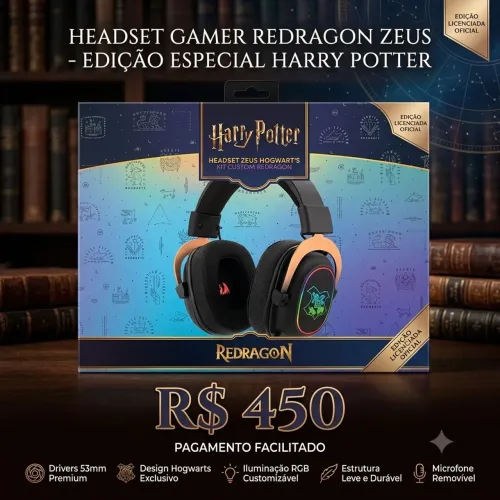 Headset Gamer Redragon Zeus X - Edição Especial Harry Potter (Novo/ Lacrado)