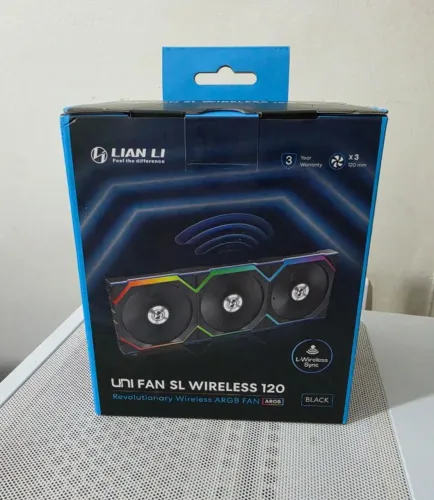 Kit 3 Fans Lian Li Uni Fan SL Wireless 120 ARGB, Preto - Novo