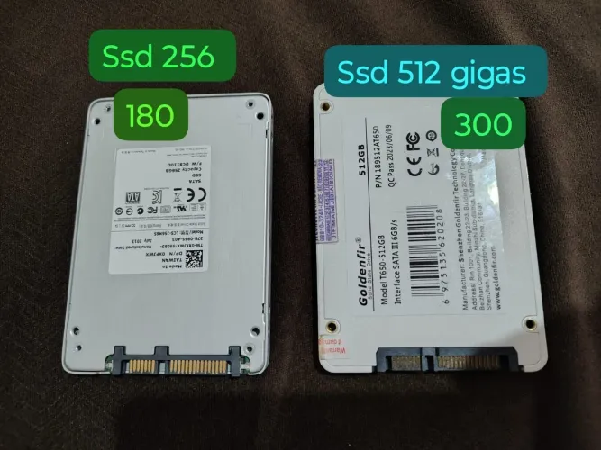 SSD 512 gigas mais 256 gigas