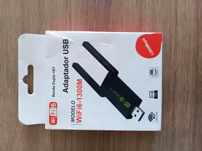 Adaptador USB Wi-Fi 6 + Bluetooth Dual Band 1300Mbps