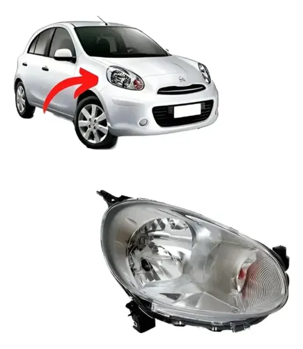 Farol Nissan March 2011 A 2014 Foco Duplo Ajuste Eletrico Direito/passageiro