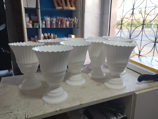 10 unidades centro de mesa festa vaso real branco 20cm