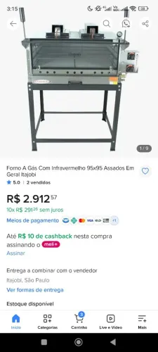 Forno industrial a gás 95x95 itajobi com infravermelho 