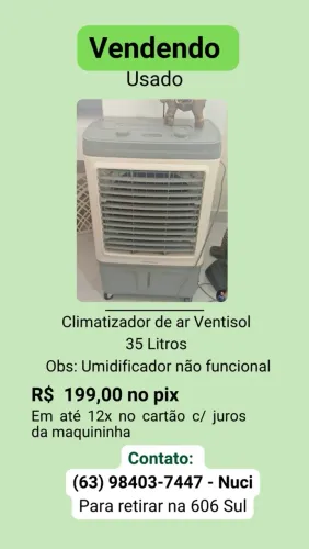 Vendo usado - climatizador de ar ventisol - baixou o preço!