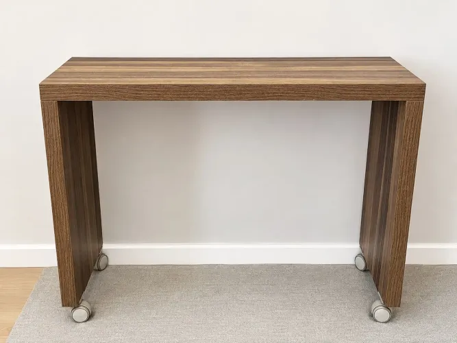 Aparador Console MDF Nogueira 90cm com Rodízios - Excelente Estado