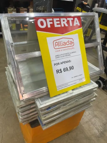JANELA PIVOTANTE ALUMINIO 40X60 VIDRO LISO INDIMEL