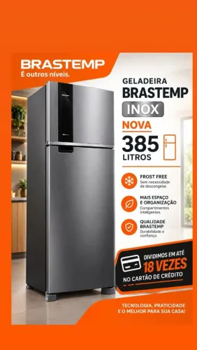 Geladeira Brastemp 385 litros inox nova