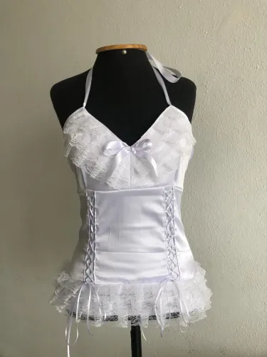 Blusa Lingerie branca corset