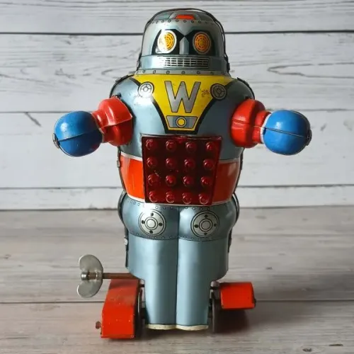 Robô W-Robot Yoshiya KO Anos 60 Lata Japan - Funcionando C/ Faíscas