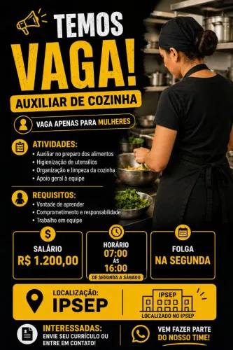 Vaga auxiliar de cozinha
