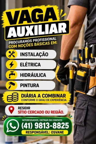 Auxiliar de serviços gerais em reparo e manutenção.