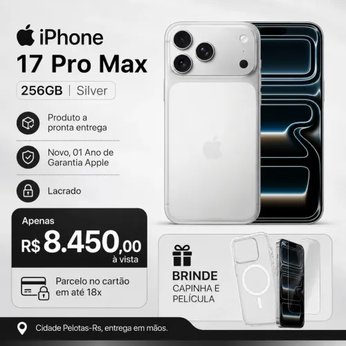 iPhone 17 Pro Max 256GB Silver - Novo 