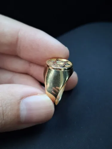 Anel maciço ouro 18k estrela Davi ouro branco 7.5 gramas 