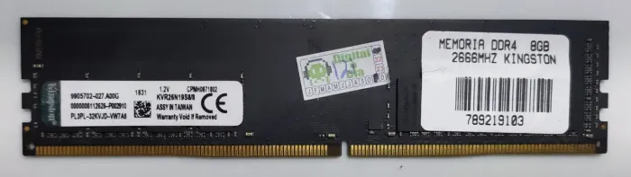 Memória RAM DDR4 8GB 2666MHz Kingston para PC desktop usada