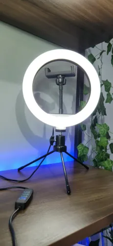 Ring Light 8 Pol + Tripé De Mesa + Suporte Cel Video
