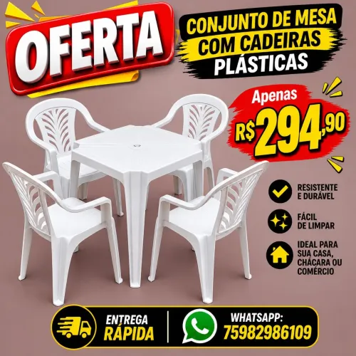 Conjunto de mesa com cadeiras América branca