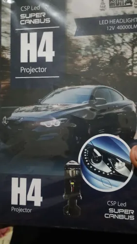 Lâmpada led H4 Projetor Farol Forte Nova na caixa.