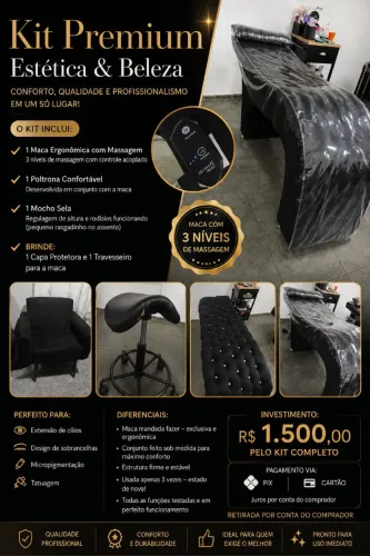 KIT PROFISSIONAL PARA EXTENSÃO DE CÍLIOS E ESTÉTICA - R$ 1.500