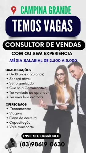Temos vaga para primeiro emprego 