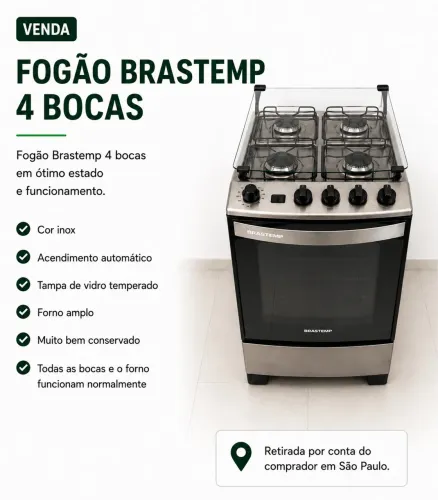 Vendo fogão Brastemp 4 bocas