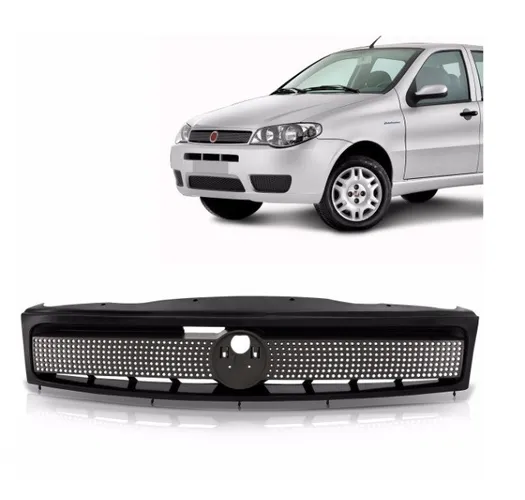 Grade Dianteira Radiador Palio 2004 a 2010 Siena Strada 2005 a 2010 Preta Espaço Emblema f