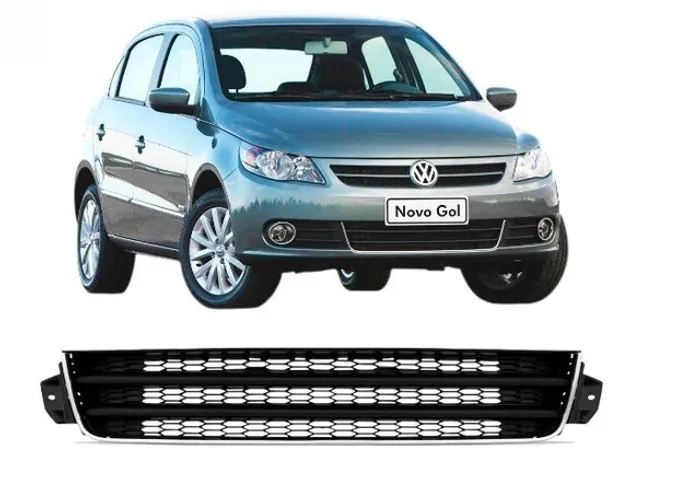Grade Dianteira Inferior ParaChoque Gol Saveiro Voyage G5 com Friso cromado d